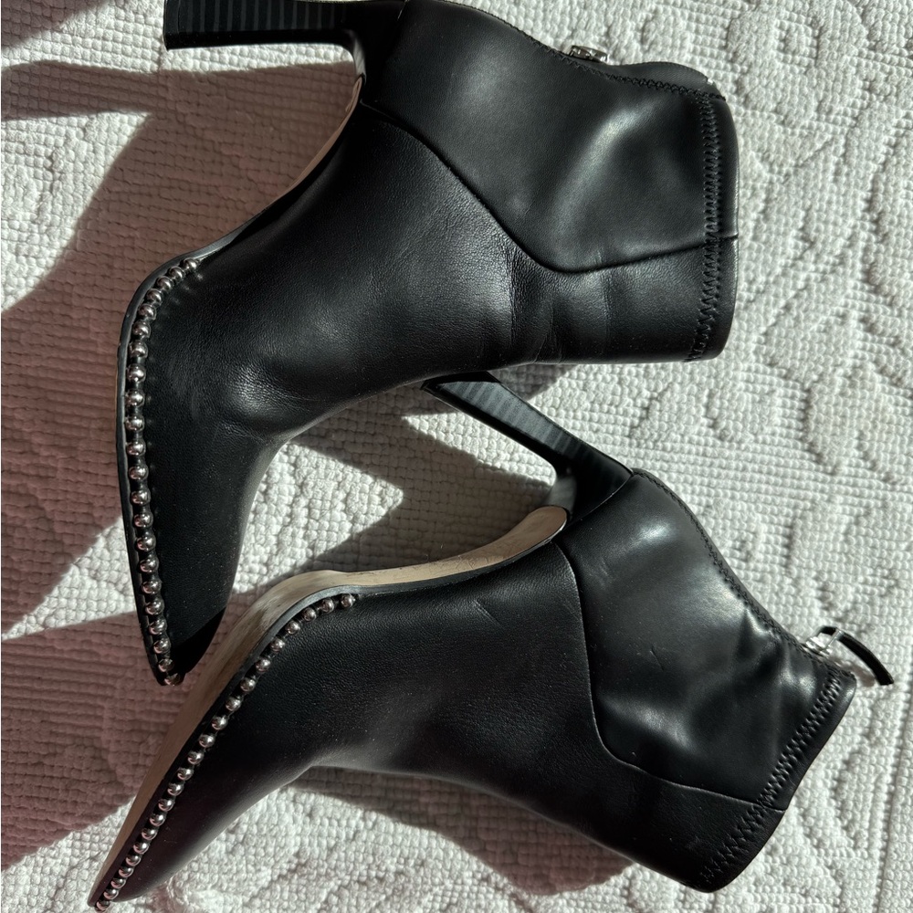 BCBG Black Ankle Booties with Silver Accents